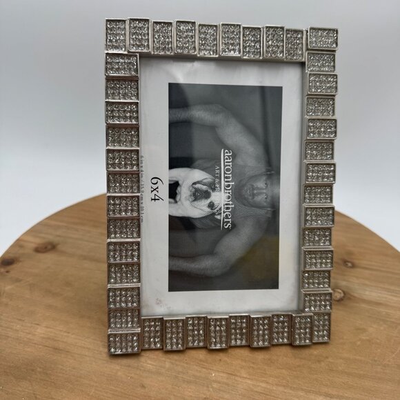 AARON BROTHERS 4 x 6 bling crystal frame shiny bright silver tone picture frame - Picture 2 of 9